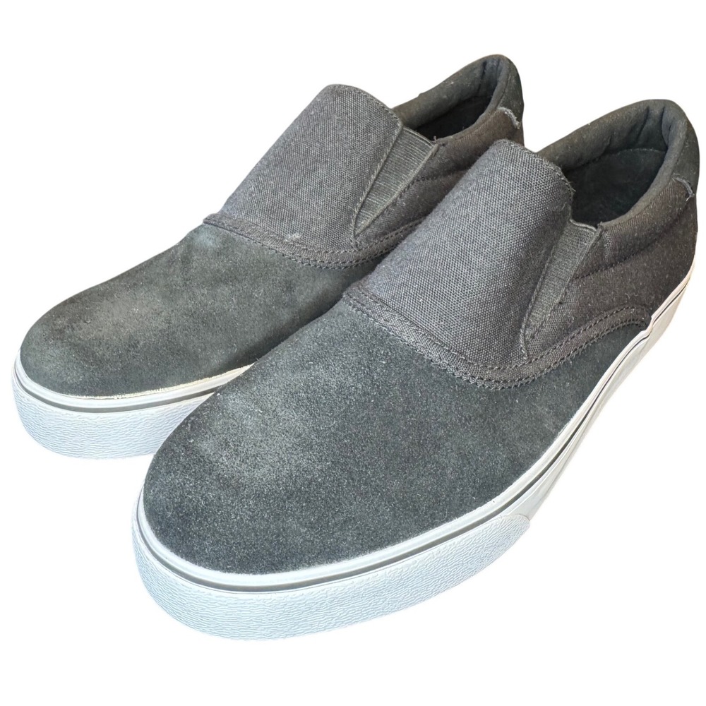 Nike Verona Mens 9.5 Anthracite Grey Suede Canvas Slip On Loafers 580432-001